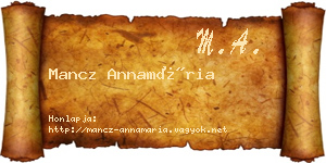 Mancz Annamária névjegykártya